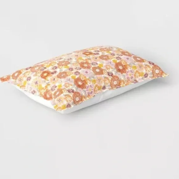 2 piece set THRESHOLD- Floral orange Flower accent home decor pillow- NWTS - Picture 4 of 5